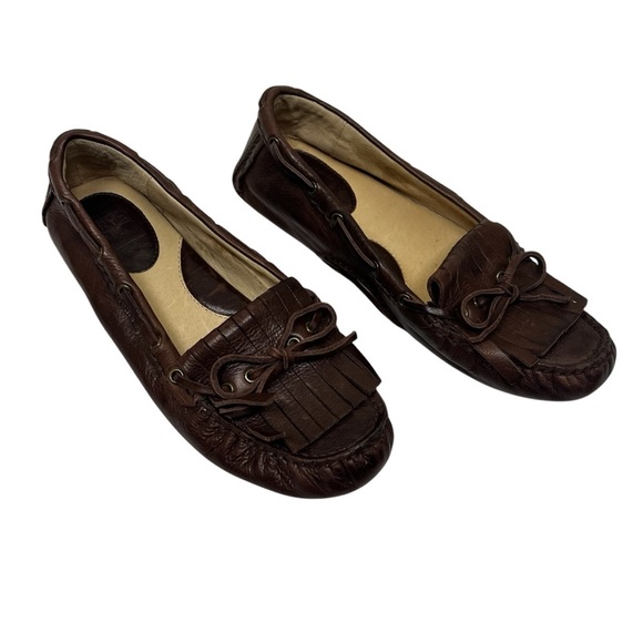 FRYE REAGAN Kiltie Leather Driving Loafers Moccasins 7.5 - Picture 1 of 10